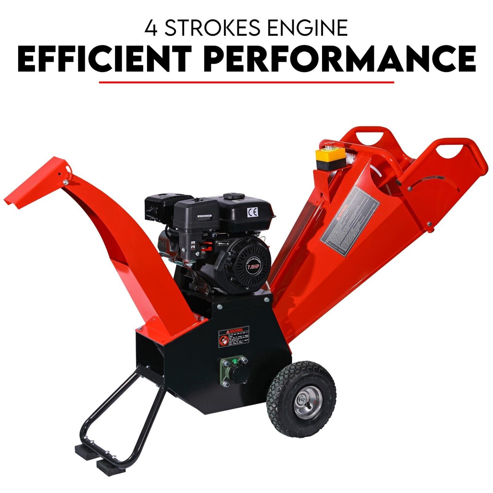 Wood Chipper Mulcher | 7HP | Self Feeding Petrol Machine | Portable Garden Shredder