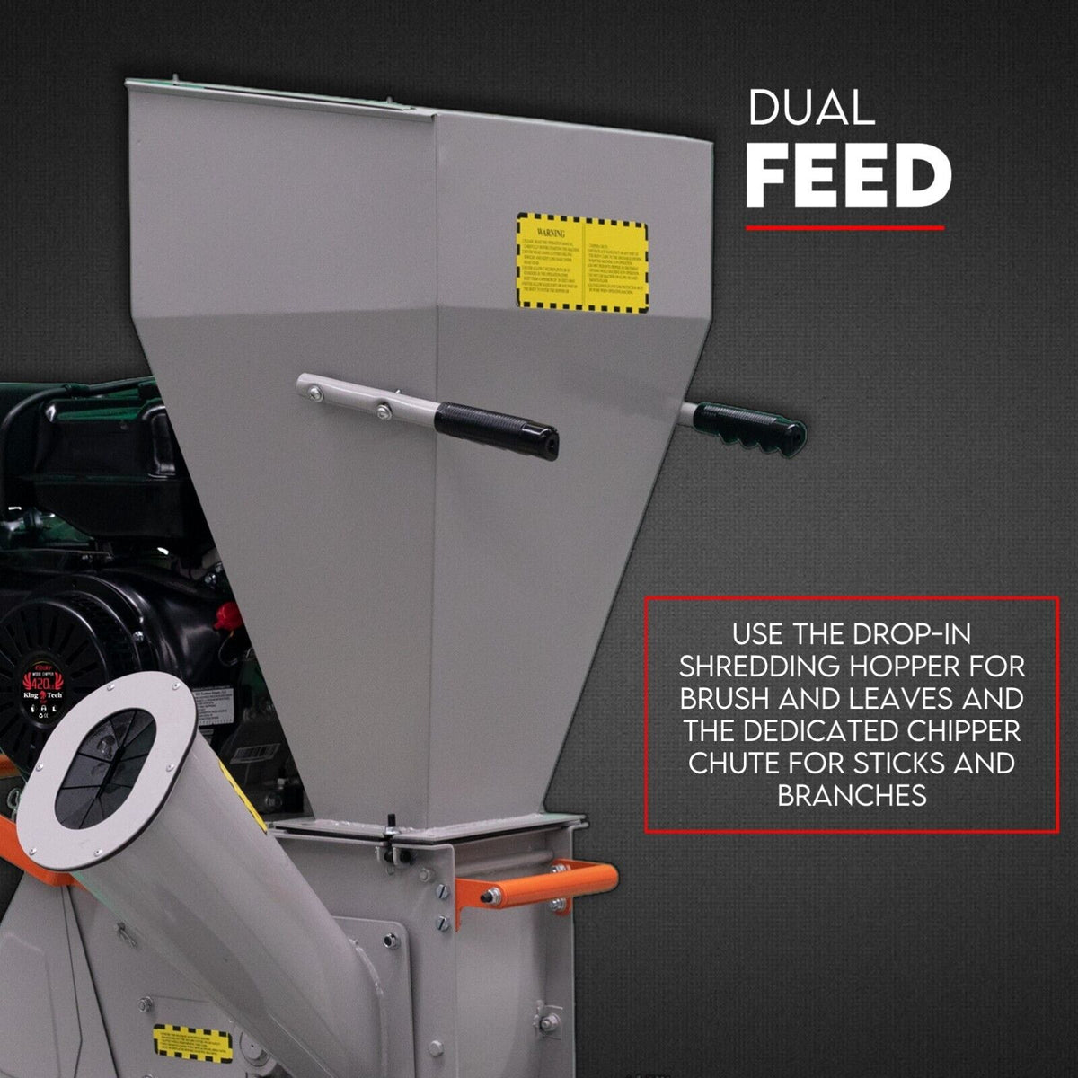 Garden Mulcher Shredder | 15HP Petrol Engine | Wood Chipper for Tree Branches & Mulch