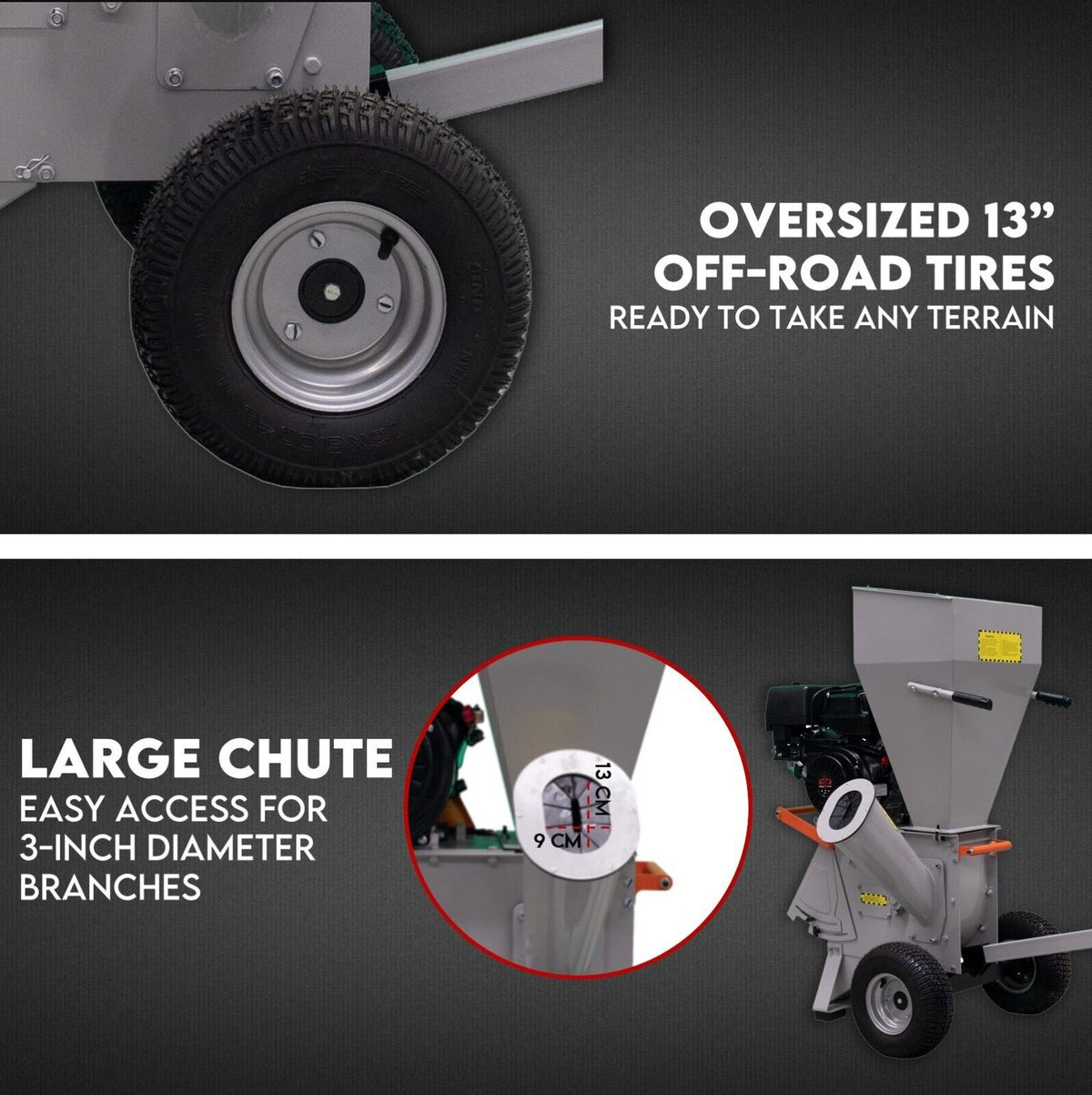 Garden Mulcher Shredder | 15HP Petrol Engine | Wood Chipper for Tree Branches & Mulch