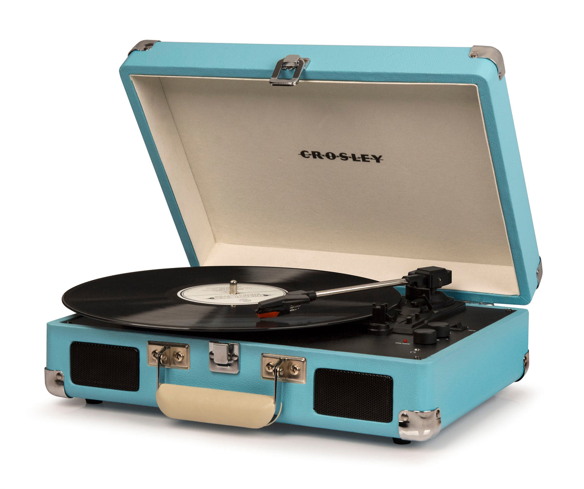 Crosley Cruiser Bluetooth Portable Turntable | Turquoise | Bundled Crosley Record Storage Crate