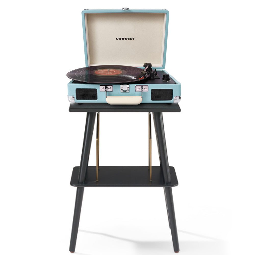 Crosley Cruiser Bluetooth Portable Turntable | Turquoise | Crosley Entertainment Stand Bundle