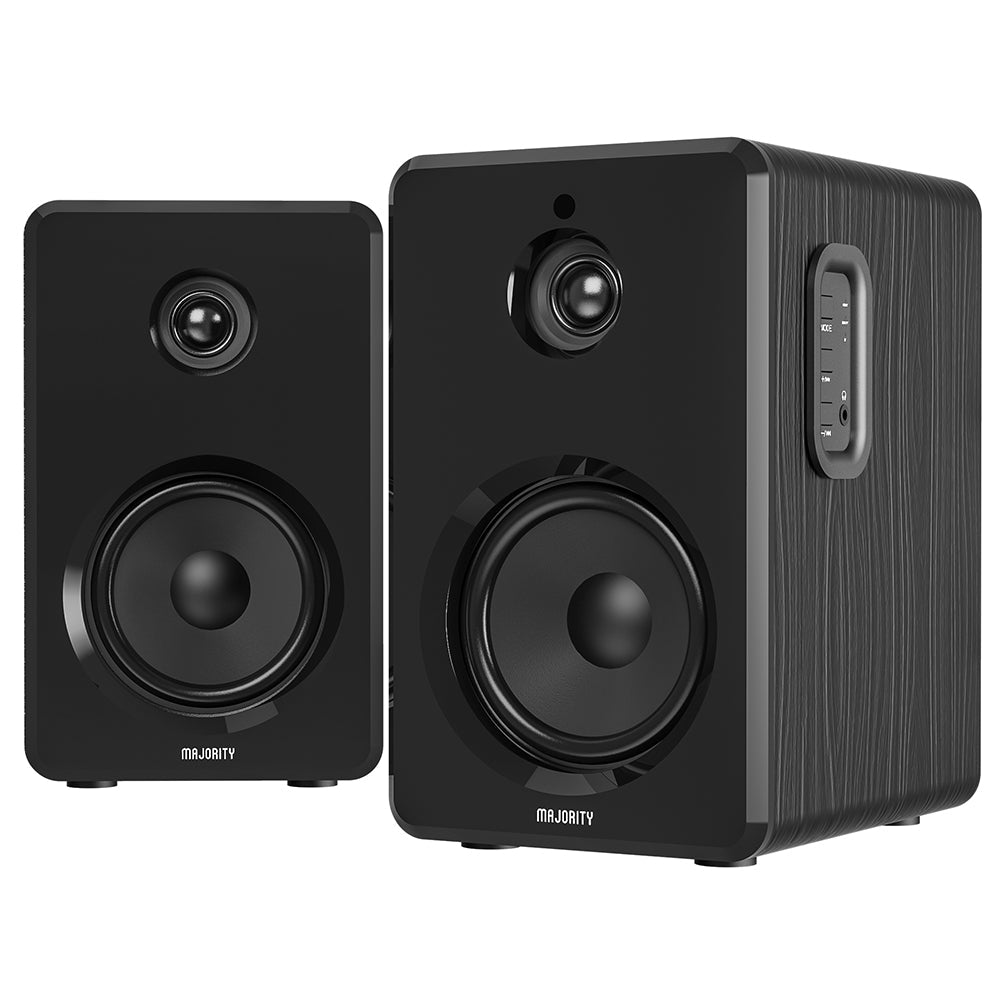 Crosley Voyager Bluetooth Portable Turntable | Black + Majority D40 Bluetooth Speakers | Black | Bundle