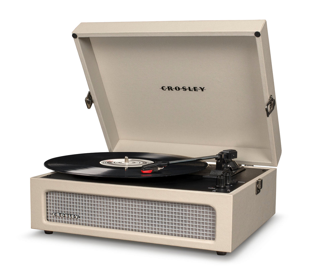 Crosley Voyager Bluetooth Portable Turntable + Record Storage Crate | Dune | Classic Music Bundle