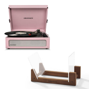 Crosley Voyager Bluetooth Portable Turntable | Amethyst + Crosley Record Storage Display Stand