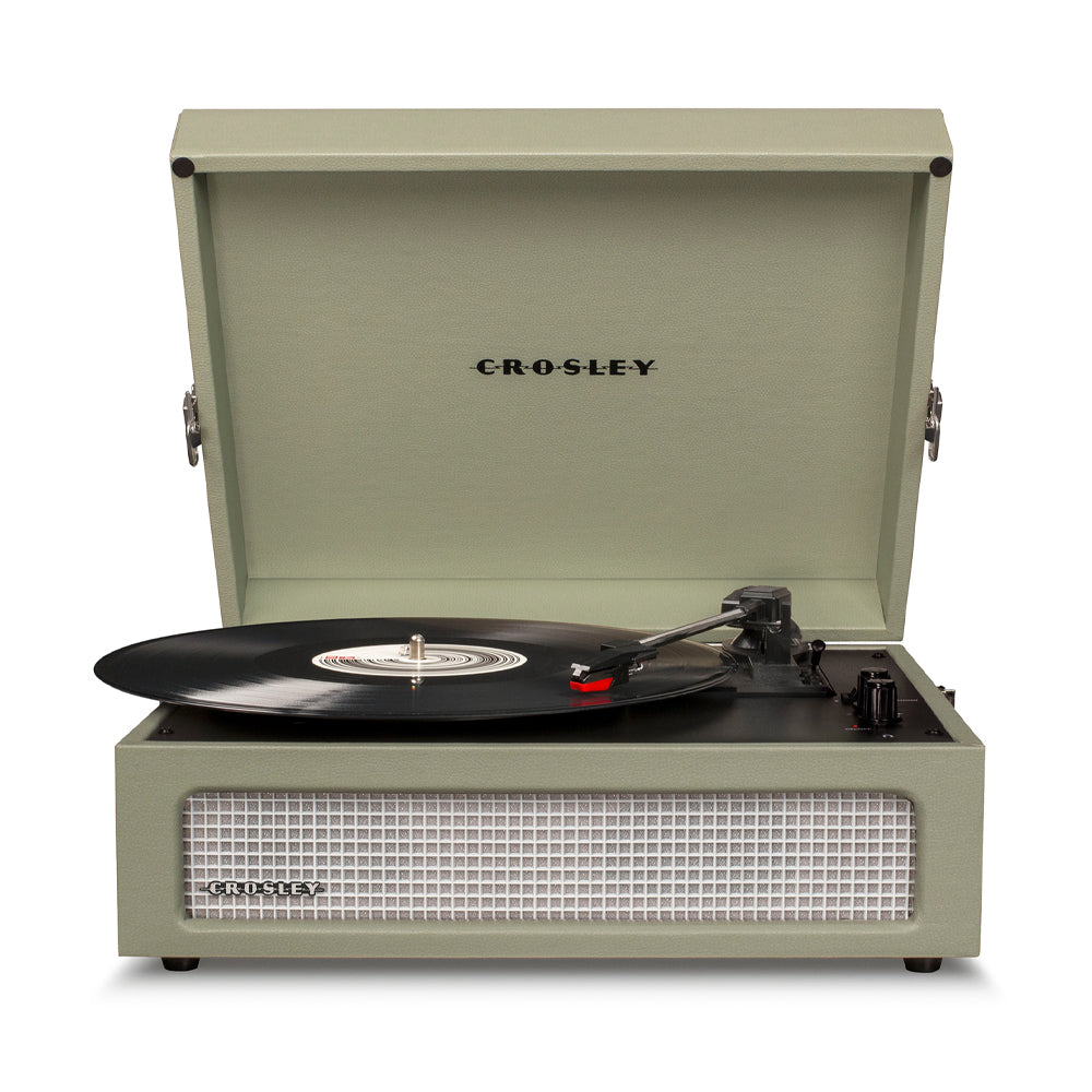 Crosley Voyager Bluetooth Portable Turntable + Entertainment Stand Bundle | Sage Green | Retro Vinyl Setup