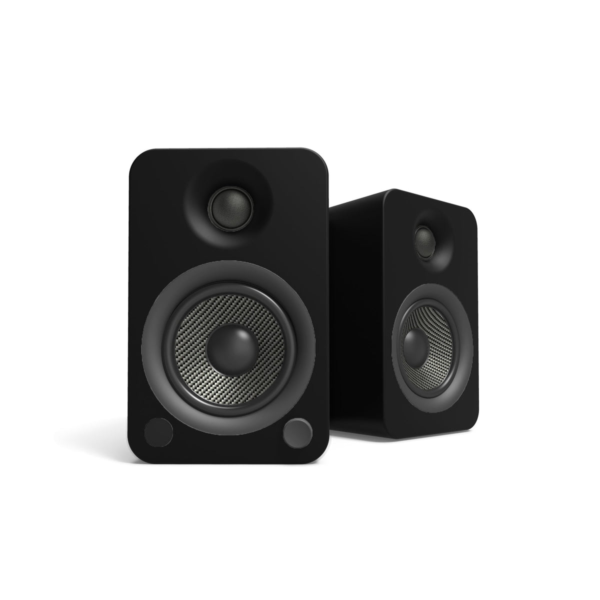 Kanto YU4 140W Powered Bookshelf Speakers | Bluetooth & Phono Preamp | Matte Black | SP26PL Black Stand Bundle