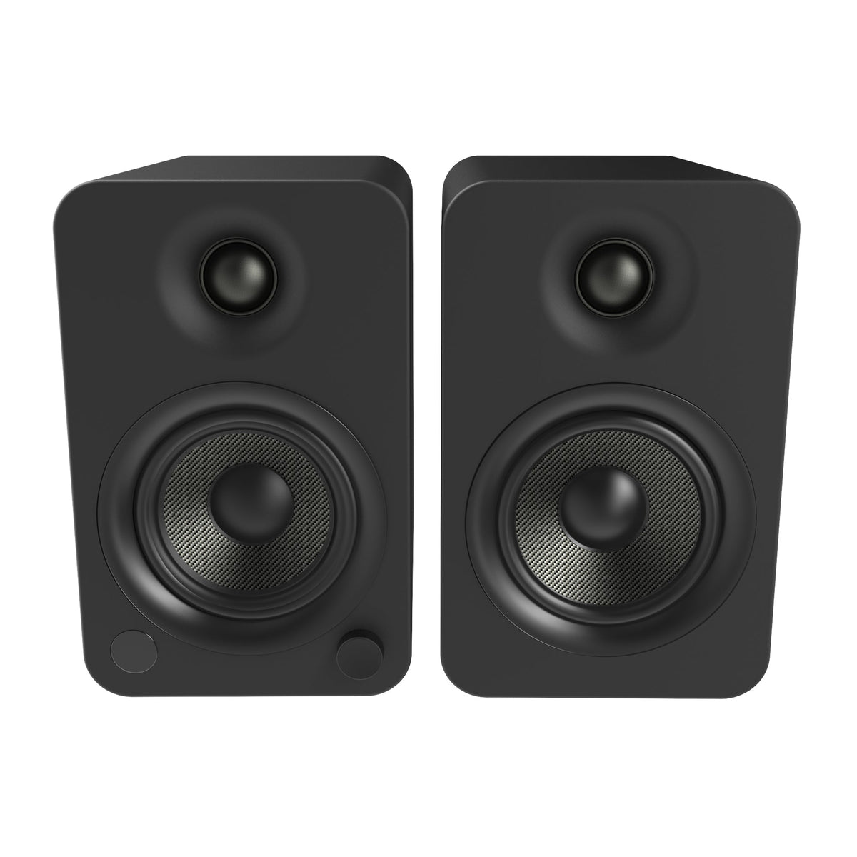 Kanto YU4 140W Powered Bookshelf Speakers | Bluetooth & Phono Preamp | Matte Black | SP26PL Black Stand Bundle