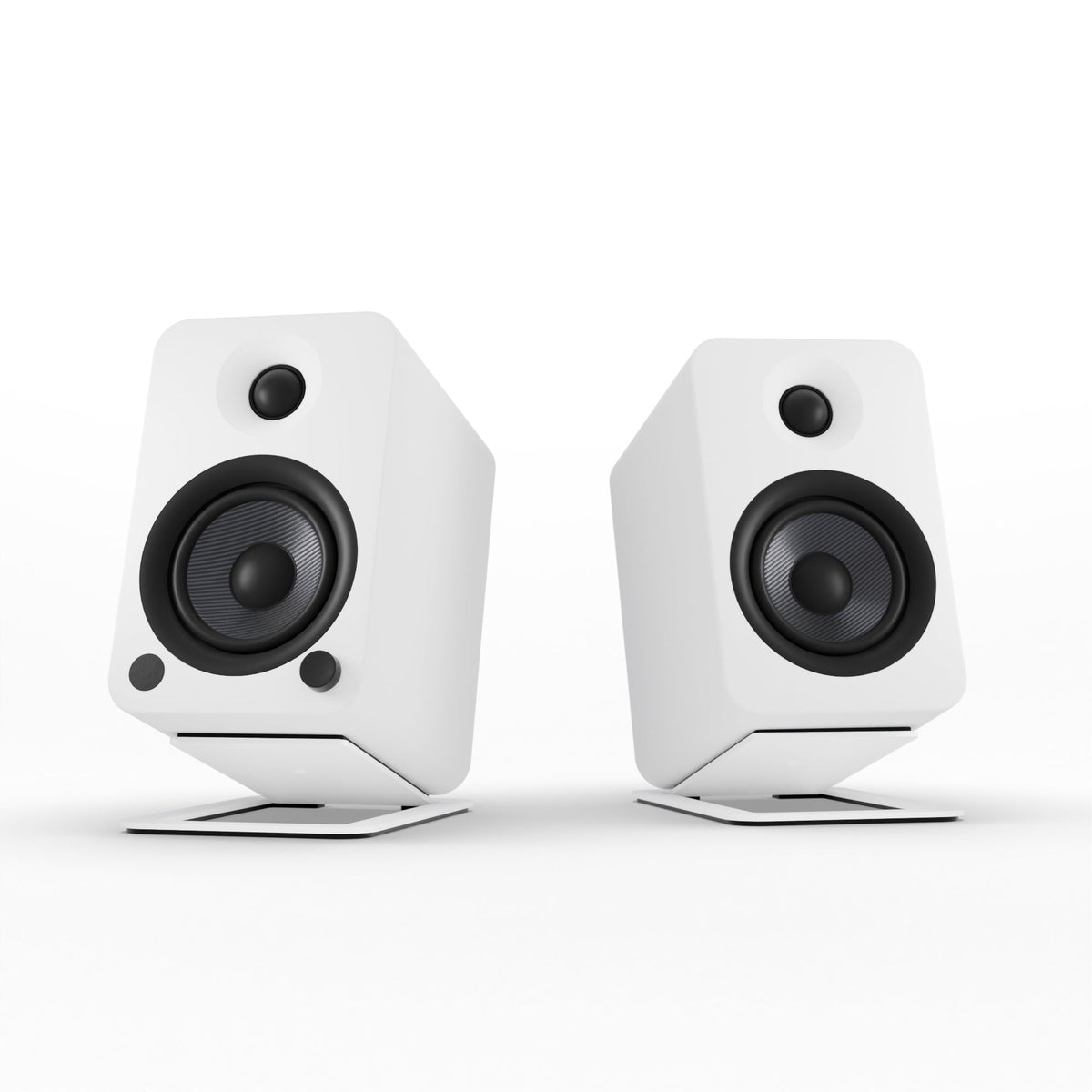 Kanto YU4 140W Powered Bookshelf Speakers | Bluetooth & Phono Preamp | Matte White | S4W White Stand Bundle