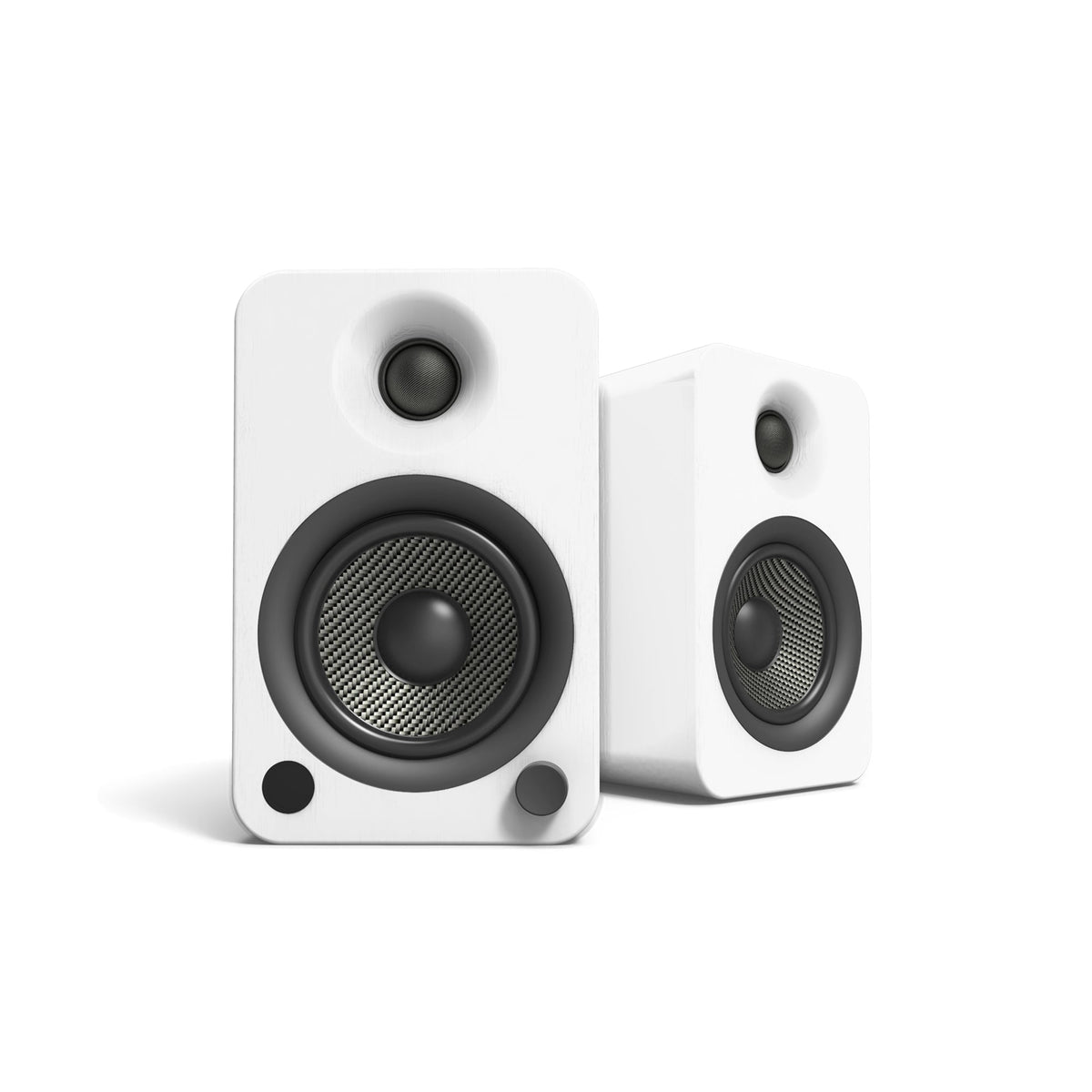 Kanto YU4 140W Powered Bookshelf Speakers | Bluetooth & Phono Preamp | Matte White | S4W White Stand Bundle
