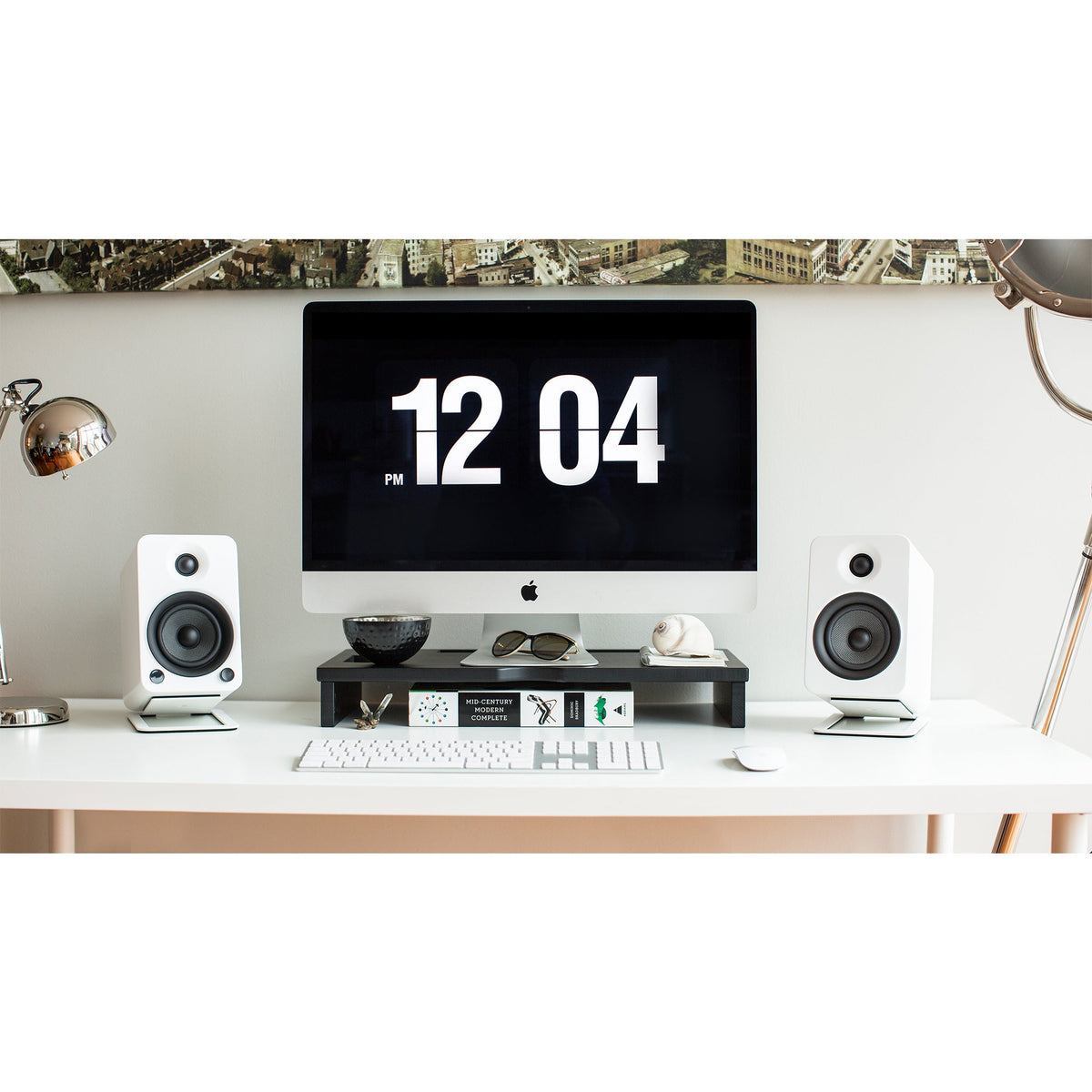 Kanto YU4 140W Powered Bookshelf Speakers | Bluetooth & Phono Preamp | Matte White | S4W White Stand Bundle
