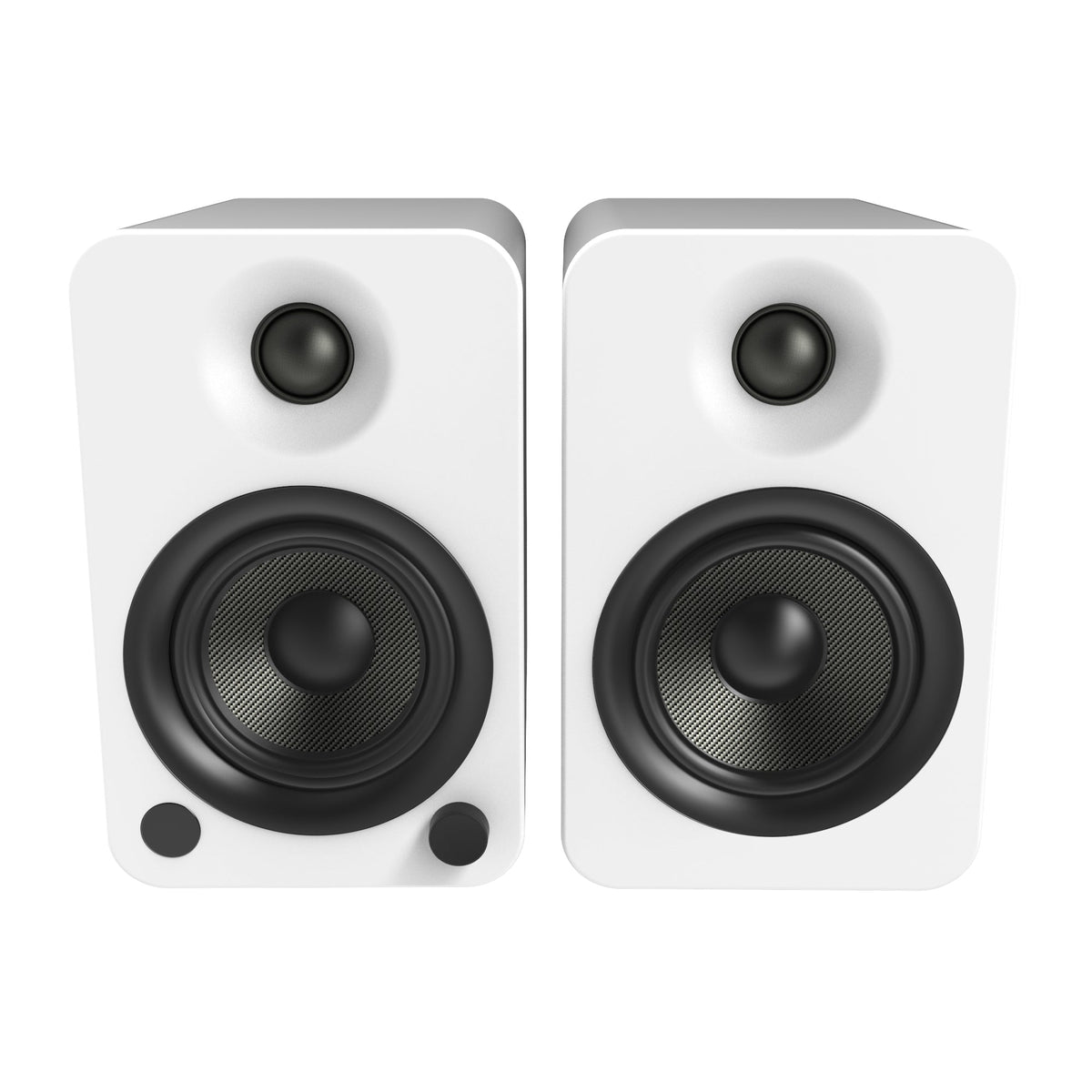 Kanto YU4 140W Powered Bookshelf Speakers | Bluetooth & Phono Preamp | Matte White | SP32PLW White Stand Bundle
