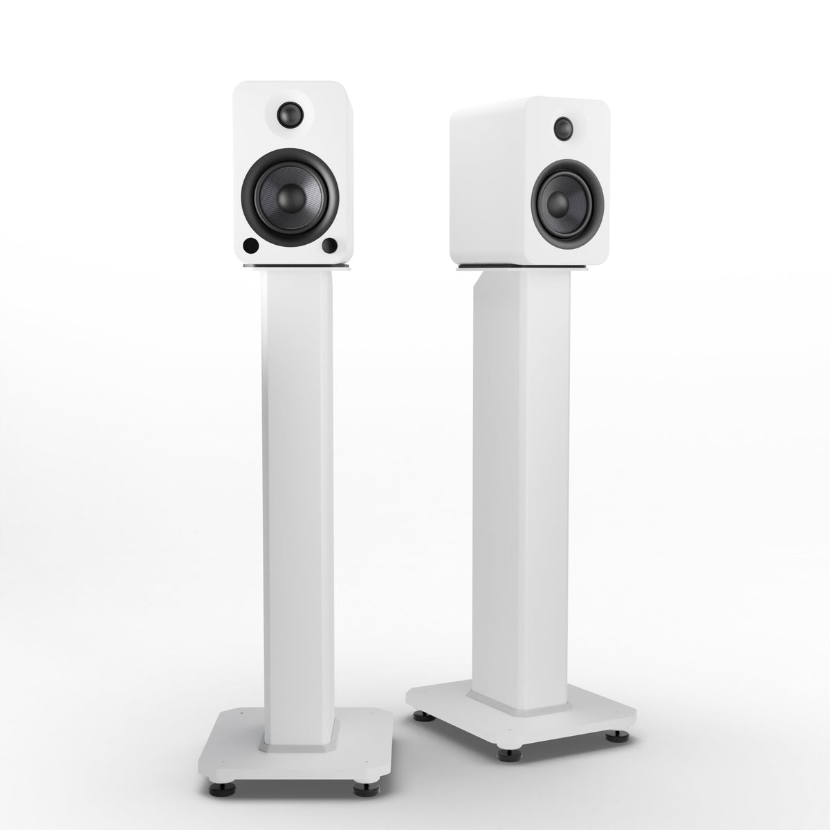 Kanto YU4 140W Powered Bookshelf Speakers | Bluetooth & Phono Preamp | Matte White | SX26W White Stand Bundle