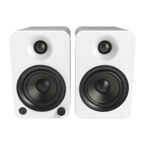 Kanto YU4 140W Powered Bookshelf Speakers | Bluetooth & Phono Preamp | Matte White | SX26W White Stand Bundle