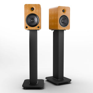 Kanto YU6 200W Powered Bookshelf Speakers | Bluetooth & Phono Preamp | Bamboo | SX26 Black Stand Bundle