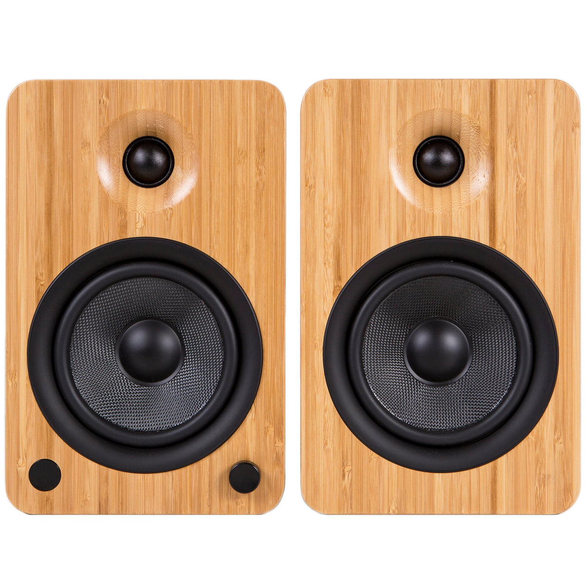 Kanto YU6 200W Powered Bookshelf Speakers | Bluetooth & Phono Preamp | Bamboo | SX26 Black Stand Bundle