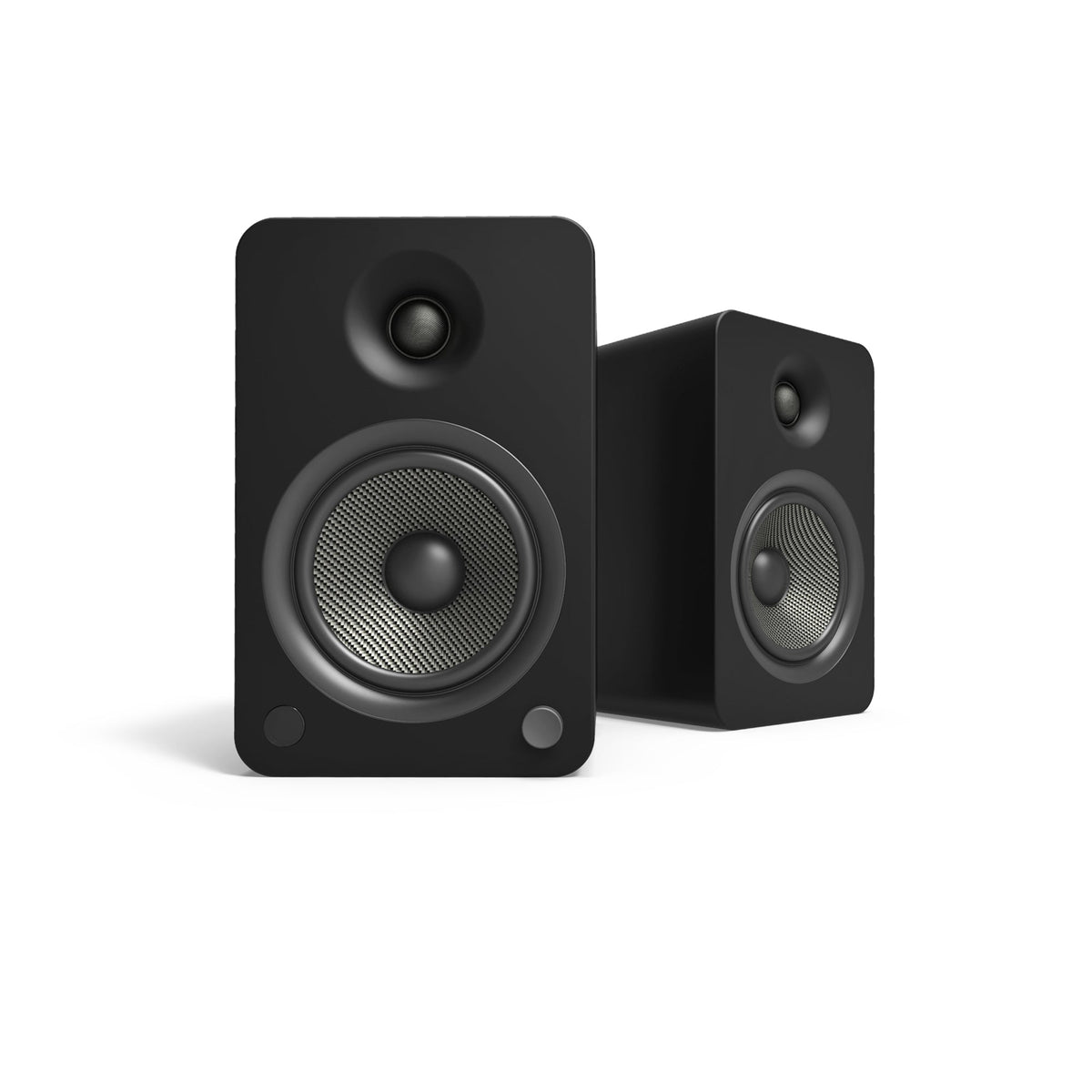 Kanto YU6 200W Powered Bookshelf Speakers | Bluetooth & Phono Preamp | Matte Black | S6 Black Stand Bundle