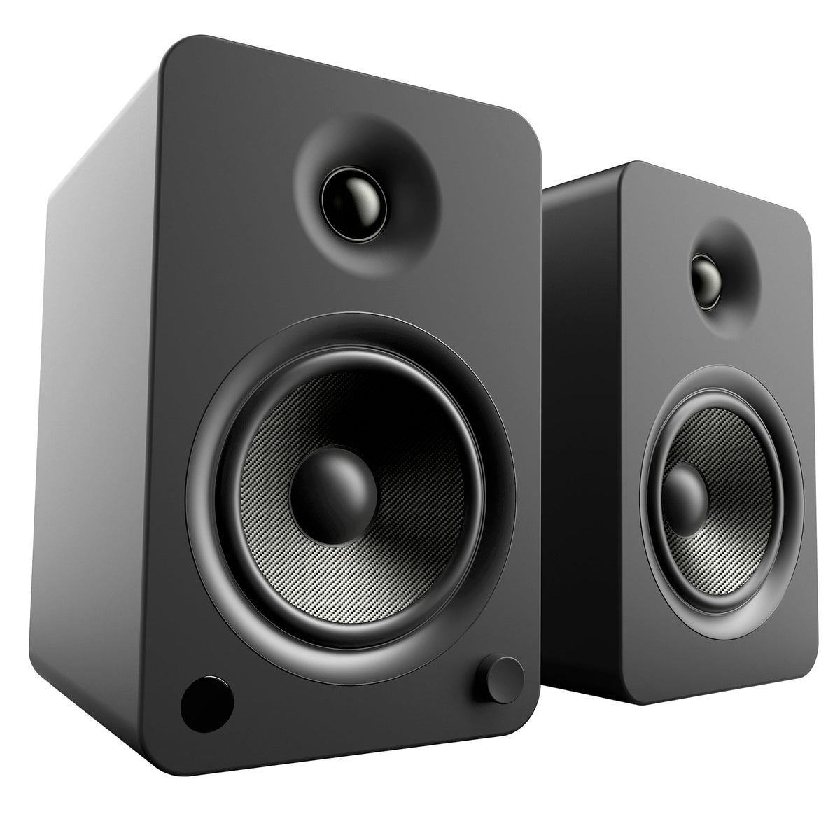 Kanto YU6 200W Powered Bookshelf Speakers | Bluetooth & Phono Preamp | Matte Black | S6 Black Stand Bundle