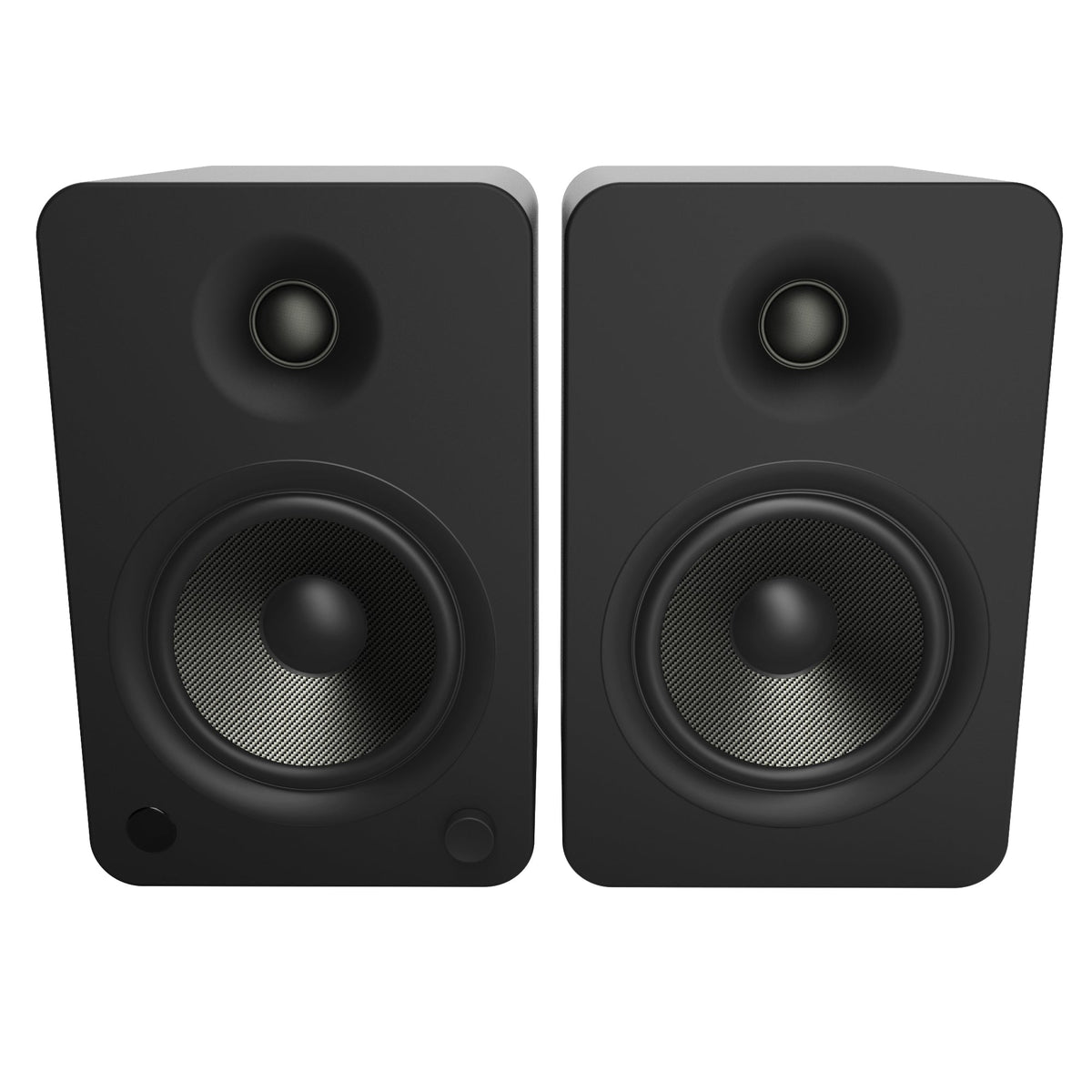 Kanto YU6 200W Powered Bookshelf Speakers | Bluetooth & Phono Preamp | Matte Black | S6 Black Stand Bundle