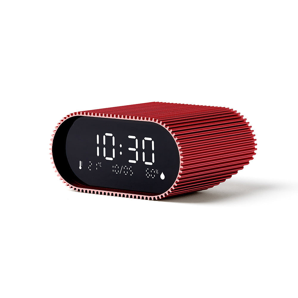 Lexon Ray LCD Alarm Clock | Temperature & Humidity Display | Red