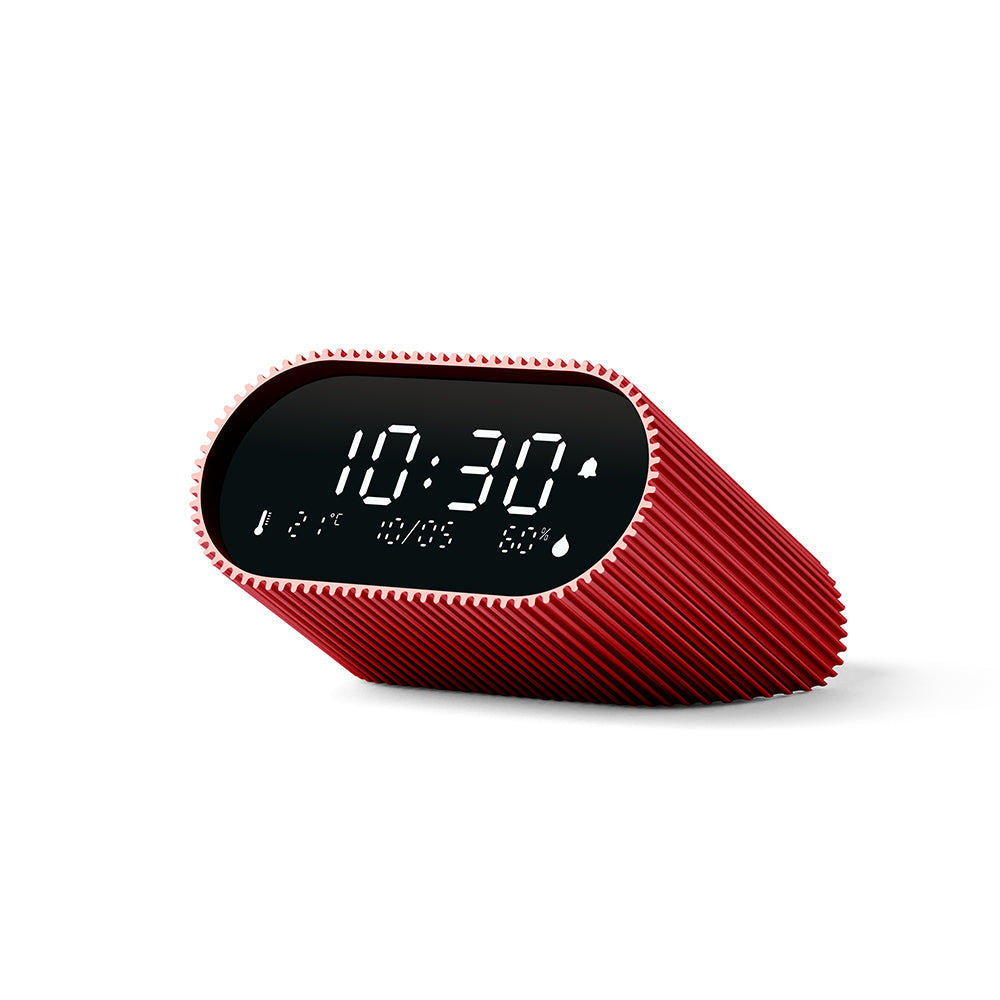 Lexon Ray LCD Alarm Clock | Temperature & Humidity Display | Red