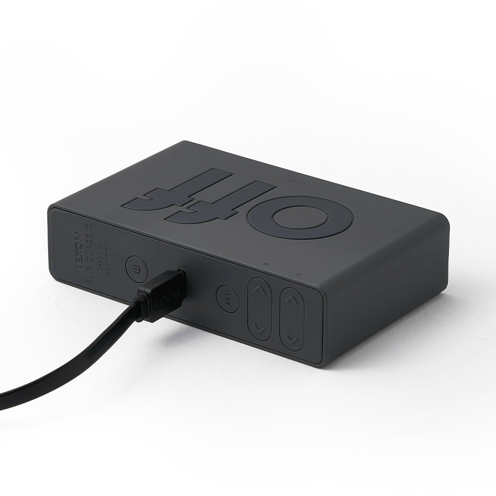 Lexon Flip Classic Reversible Alarm Clock | Grey | Compact & Modern Design