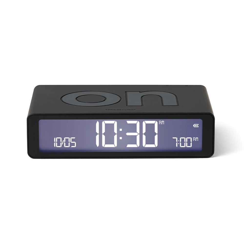 Lexon Flip Alarm Clock | Classic Reversible | Portable Travel Clock | Black