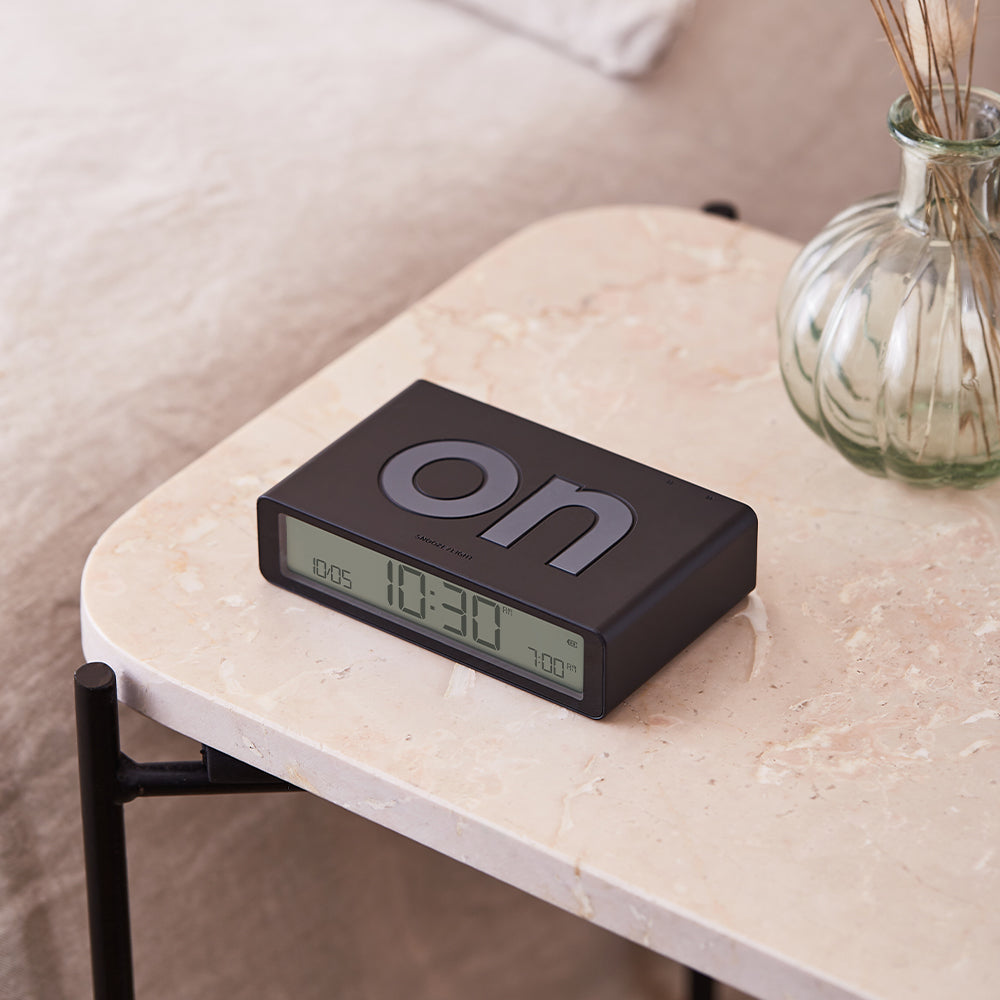 Lexon Flip Alarm Clock | Classic Reversible | Portable Travel Clock | Black