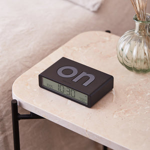 Lexon Flip Alarm Clock | Classic Reversible | Portable Travel Clock | Black