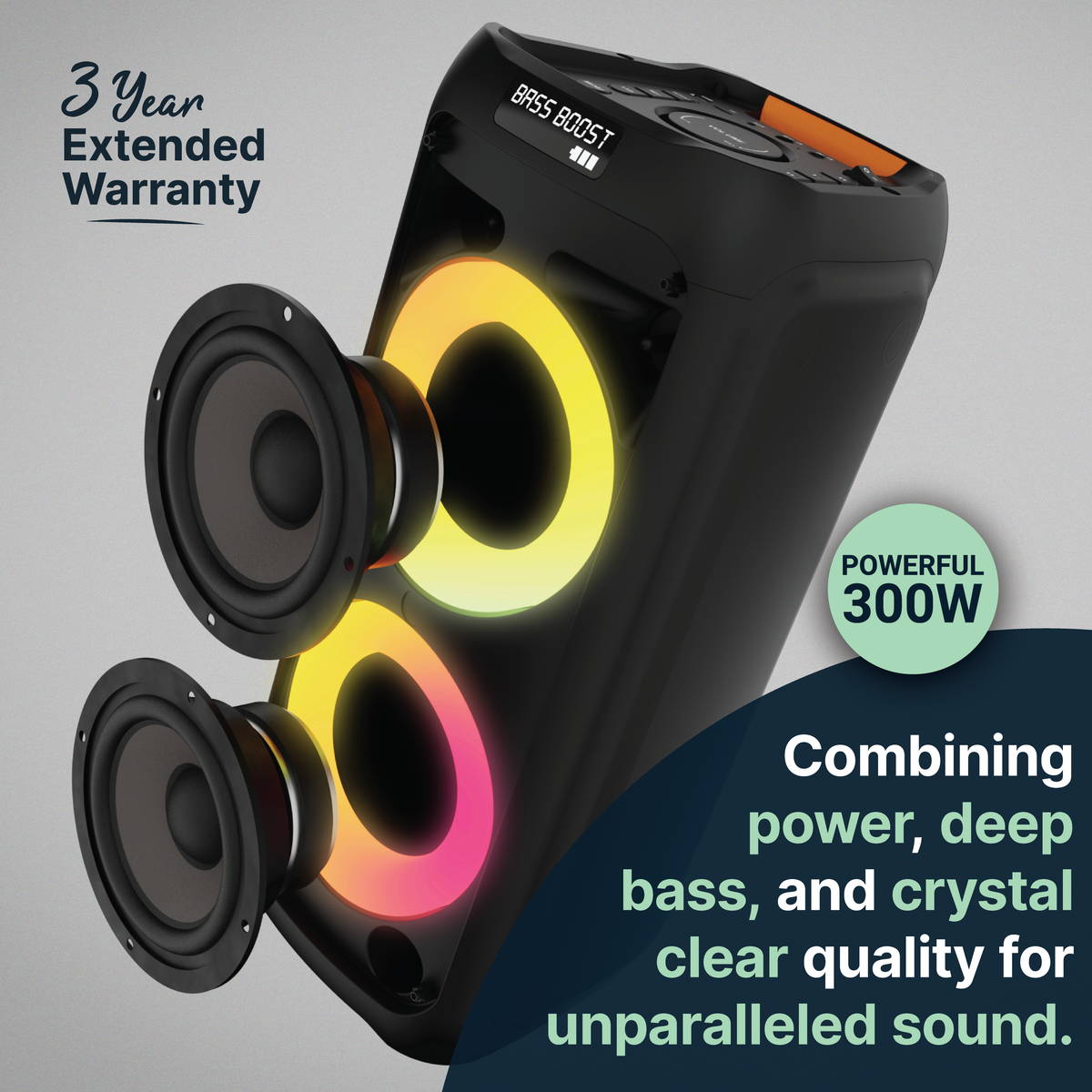Majority P300 Party Speaker | 300W Karaoke & PA System | Portable Bluetooth Sound System