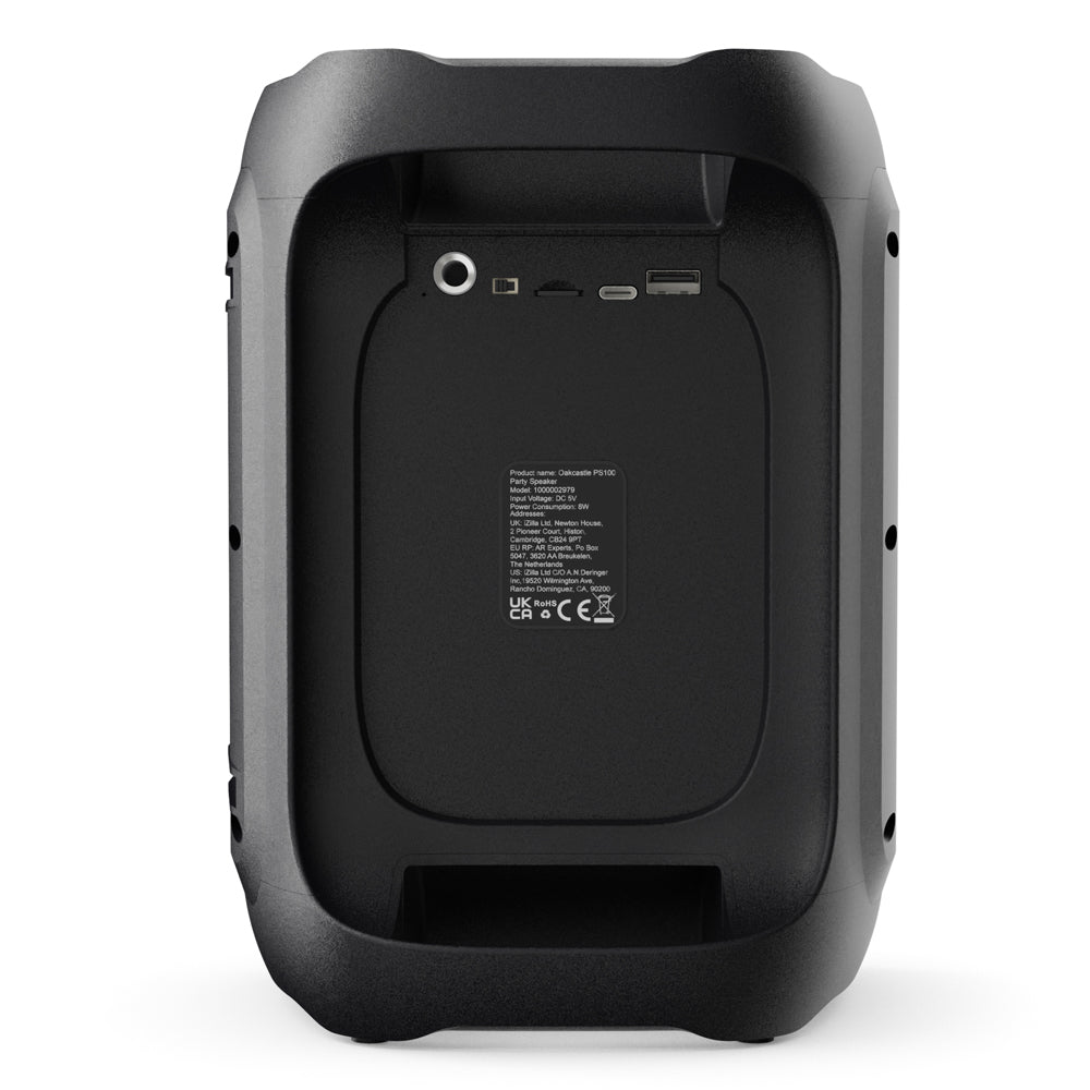 Majority PS100 Party Speaker | 40W Bluetooth Karaoke & PA System | Black | Compact & Portable Speaker