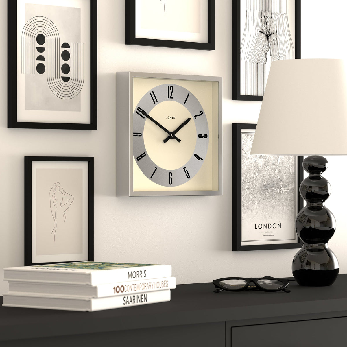 Jones Box Wall Clock | Silver