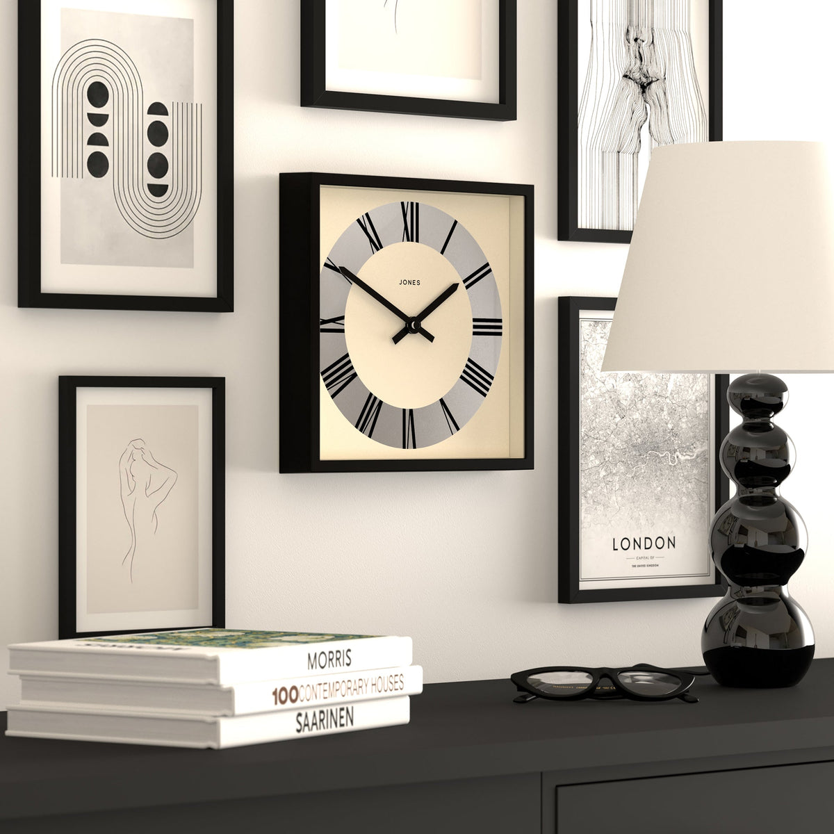 Jones Box Wall Clock | Matte Black