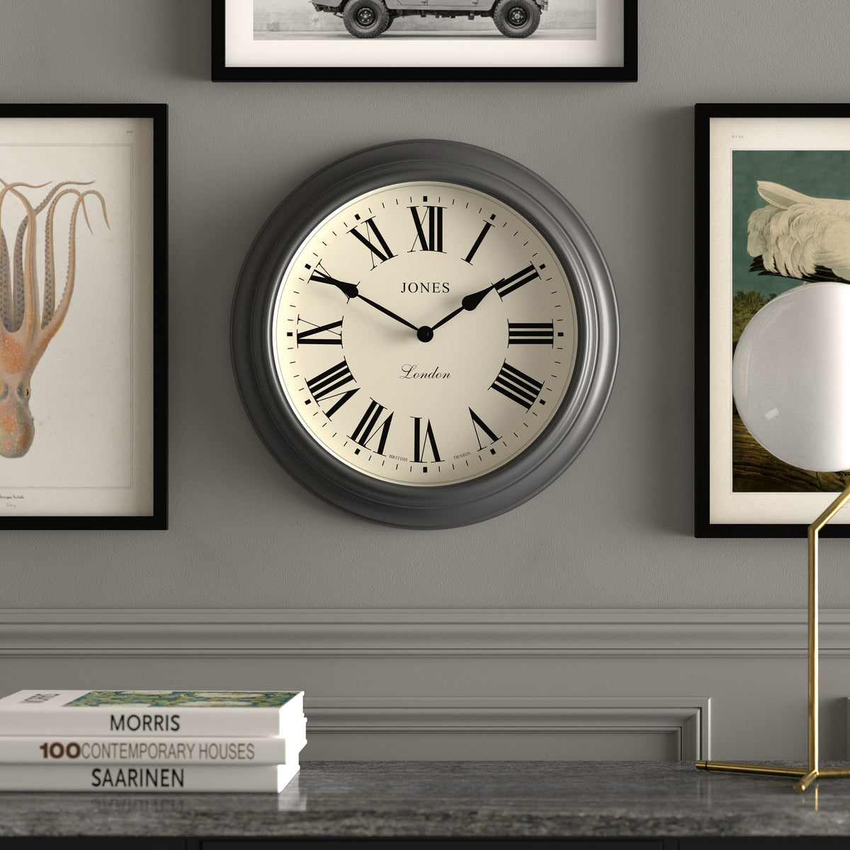 Jones Supper Club Clock | Charcoal Grey