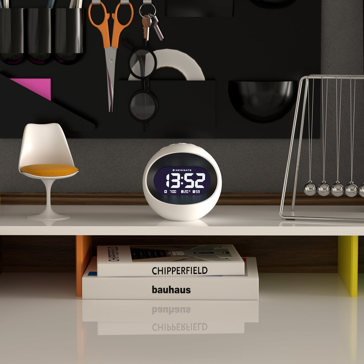 Centre Of The Earth LCD Alarm Clock | White