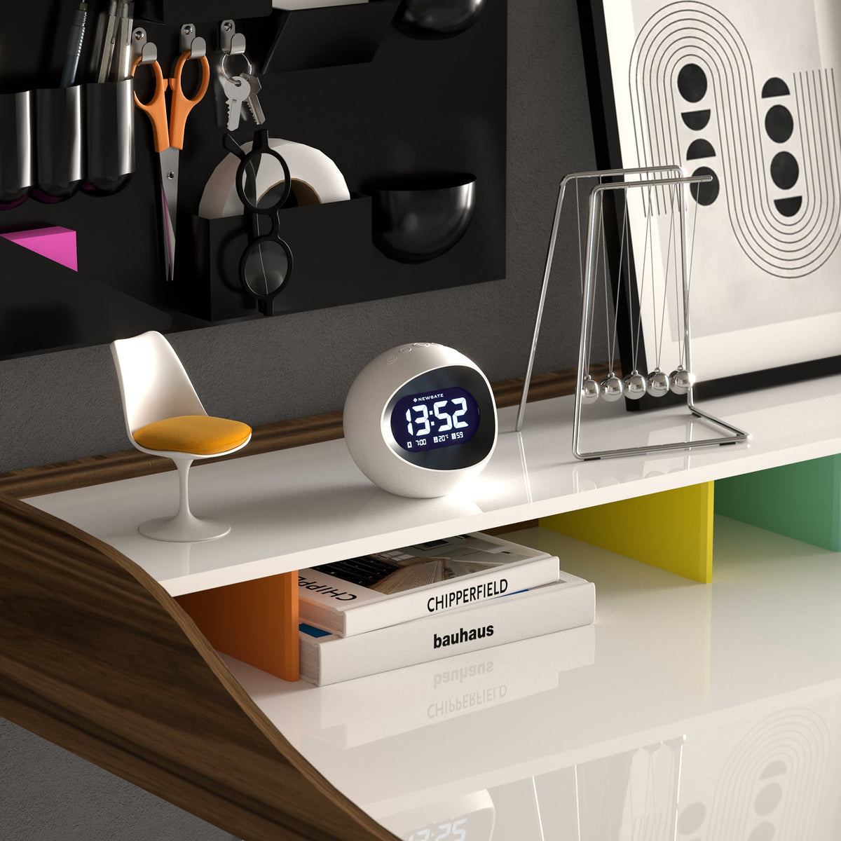 Centre Of The Earth LCD Alarm Clock | White