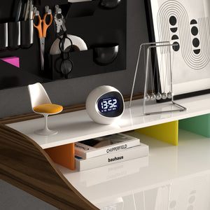 Centre Of The Earth LCD Alarm Clock | White