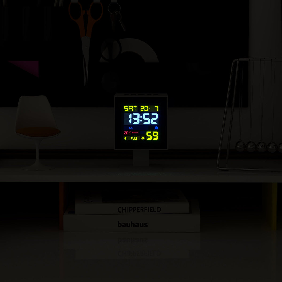 Monolith LCD Alarm Clock | White