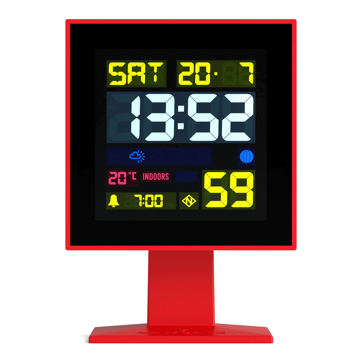 Monolith LCD Alarm Clock | Fire Engine Red