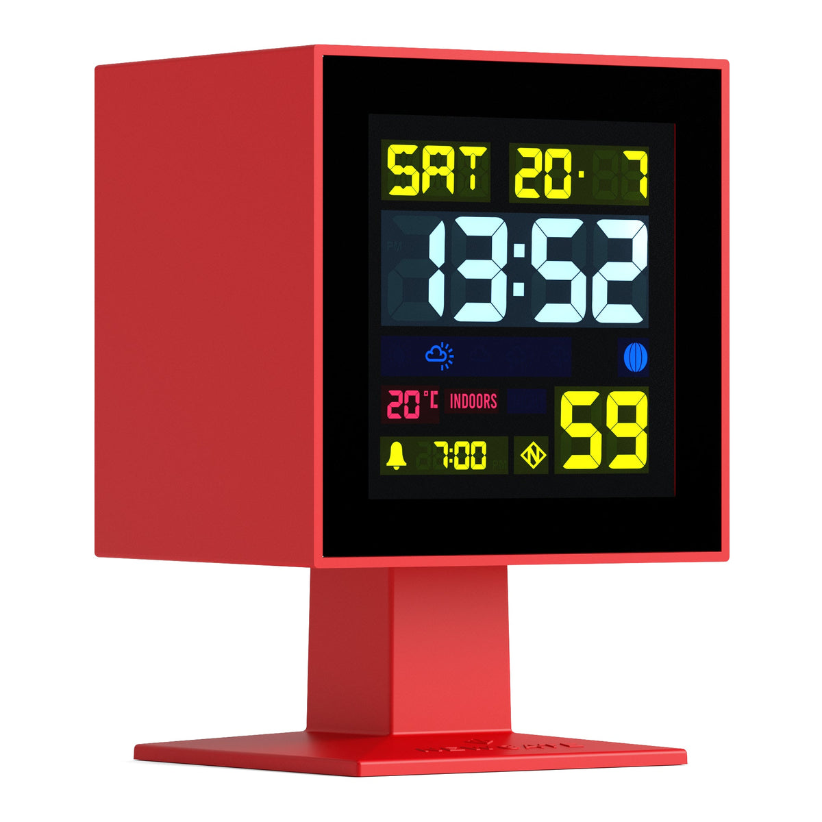 Monolith LCD Alarm Clock | Fire Engine Red