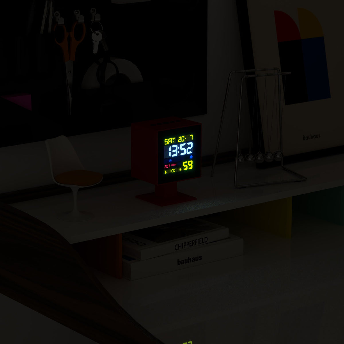 Monolith LCD Alarm Clock | Fire Engine Red