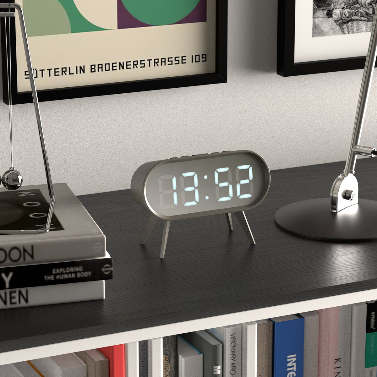 Space Hotel Cyborg LED Alarm Clock | Grey