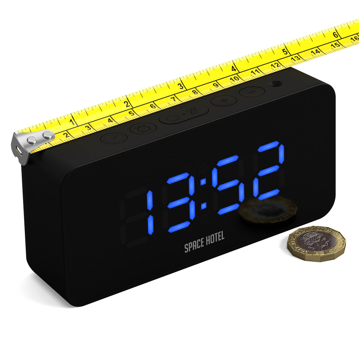 Space Hotel Hypertron Alarm Clock | Black Case | Black Lens | Blue LED