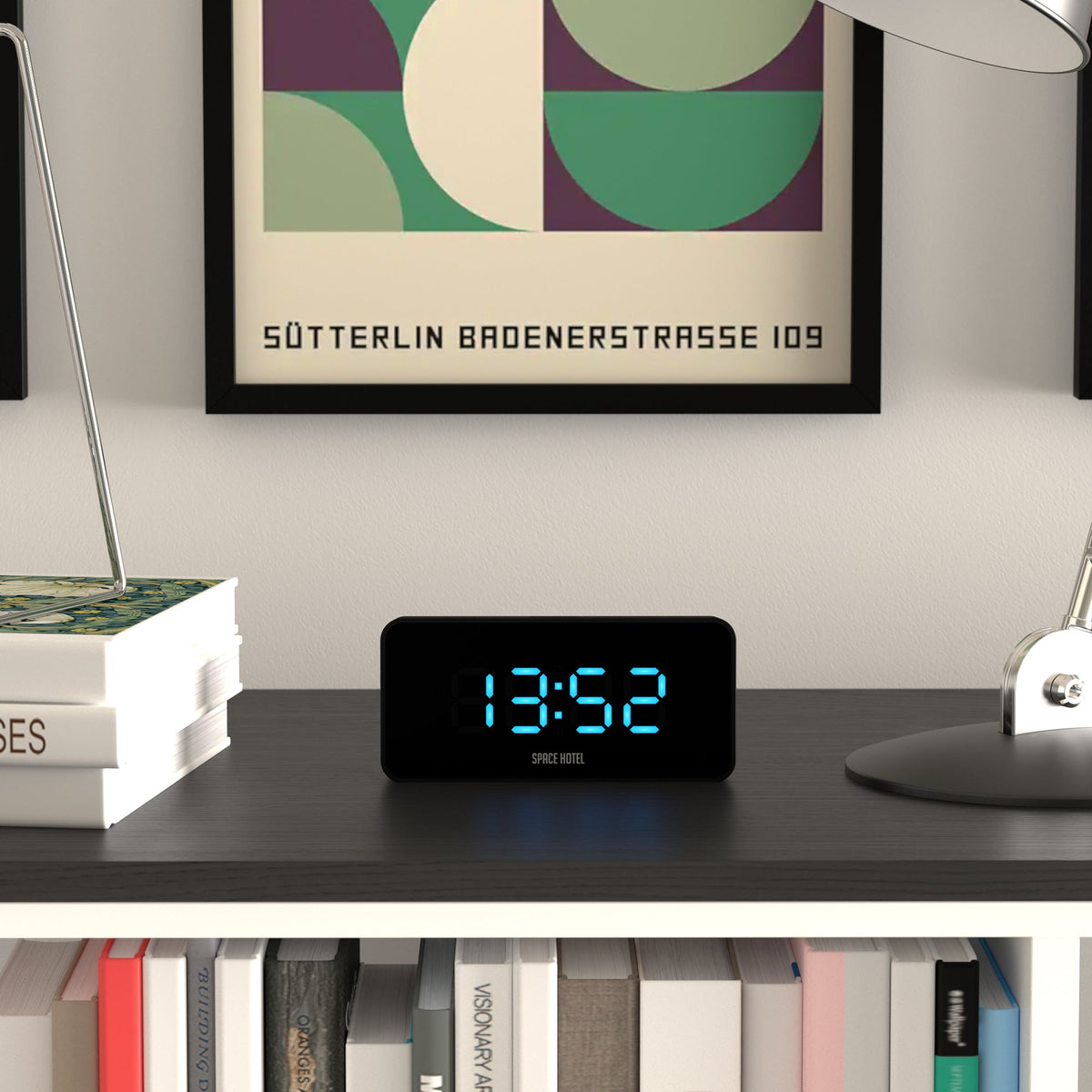 Space Hotel Hypertron Alarm Clock | Black Case | Black Lens | Blue LED