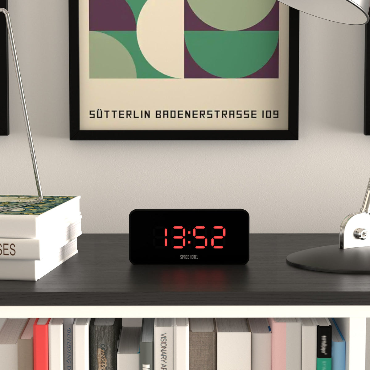 Space Hotel Hypertron Alarm Clock | Black Case | Black Lens | Red LED