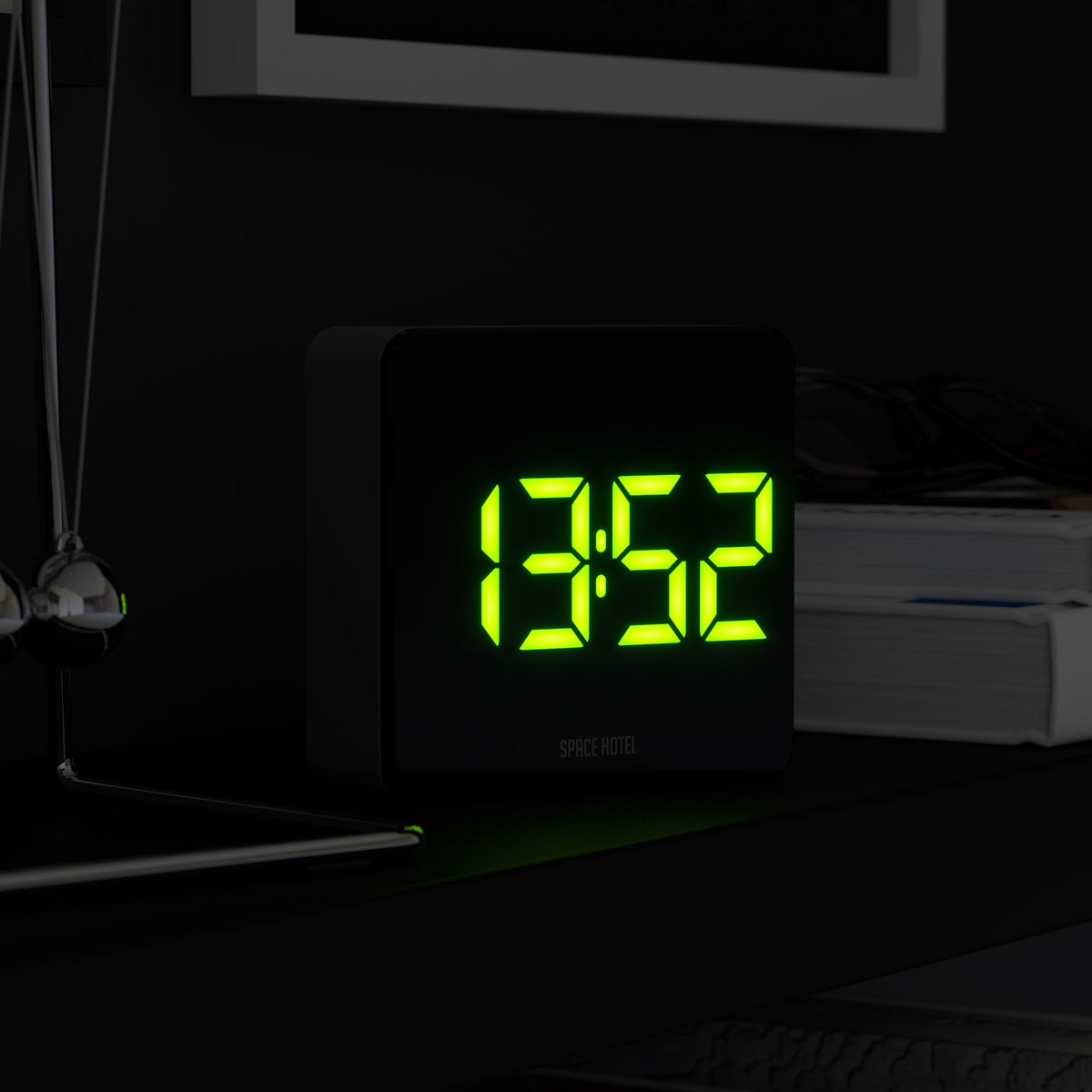 Space Hotel Orbatron Alarm Clock | Black Case | Black Lens | Green LED