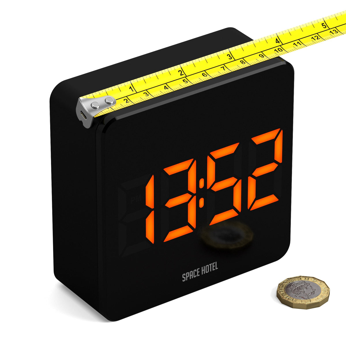 Space Hotel Orbatron Alarm Clock | Black Case | Black Lens | Orange LED