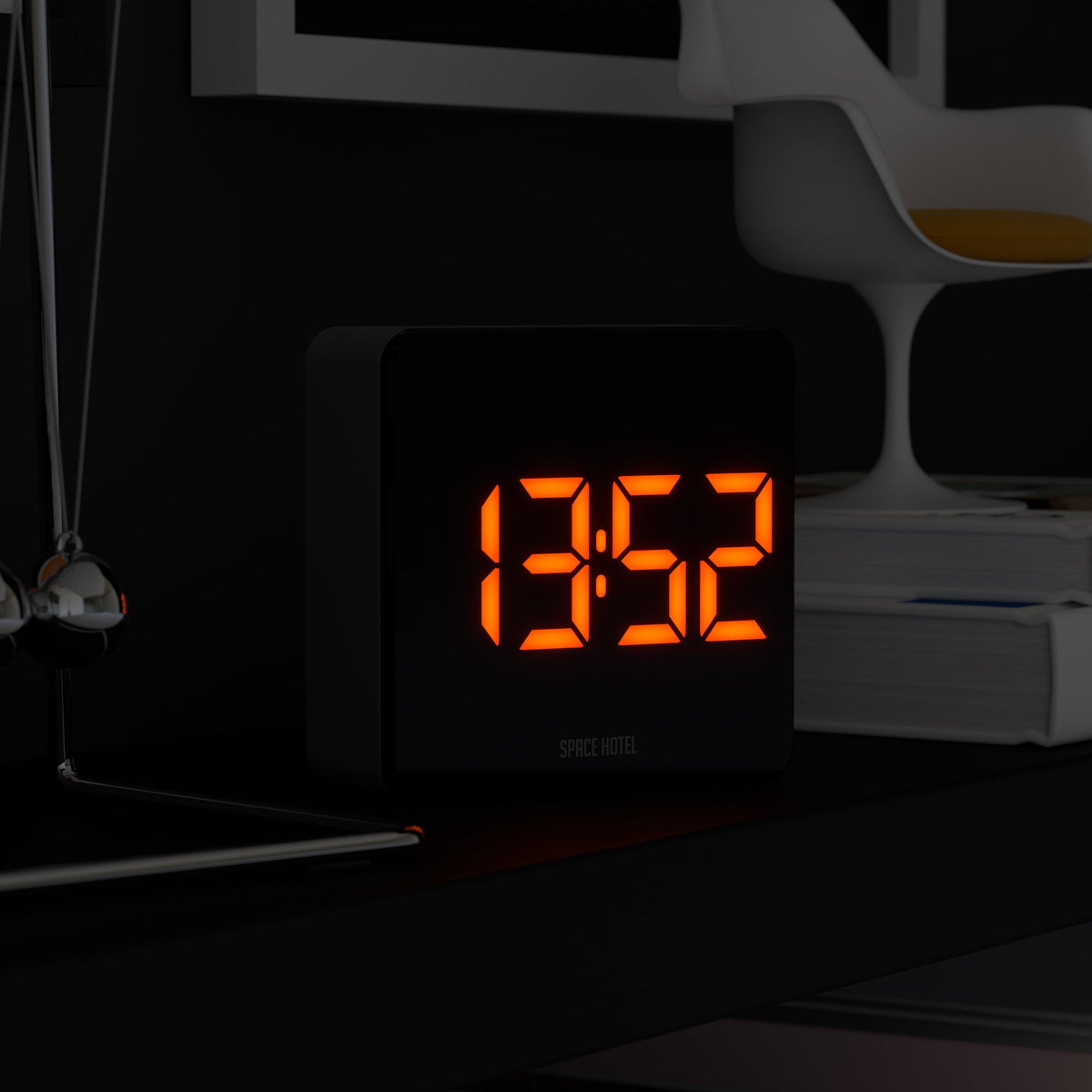 Space Hotel Orbatron Alarm Clock | Black Case | Black Lens | Orange LED