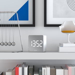 Space Hotel Orbatron Alarm Clock | White Case | Silver Lens | White LED