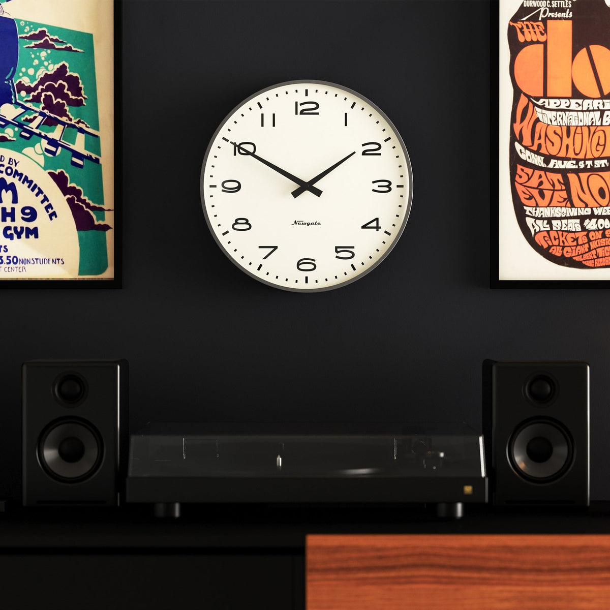 Radio City Wall Clock | Black Arabic Dial | Matte Blizzard Grey