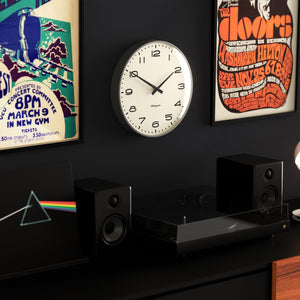 Radio City Wall Clock | Black Arabic Dial | Matte Blizzard Grey